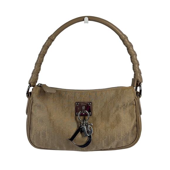 Dior Vintage 2007 Beige Satin Trotter Diorissimo Monogram Pochette Shoulder Bag - Picture 1 of 10